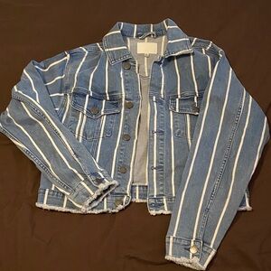 Blue and White Striped Jean Jacket